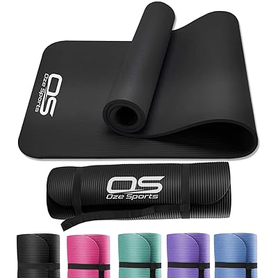 OZE SPORTS Yoga Mat, NBR Foam, Extra Thick, Non-Slip, High Density, Large, for Pilates, Gymnastics,...
