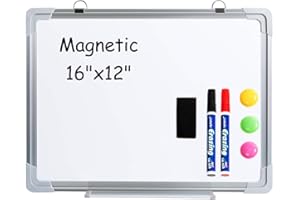 DOEWORKS Tableau Blanc Magnétique 40 x 30cm avec 2 Marqueurs 3 Aimants, Tableau Blanc Effaçable à sec pour la Maison, l'école, le Bureau