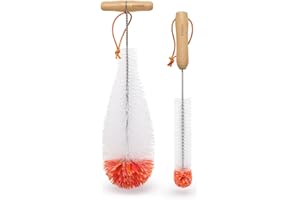 ATDDO 2 Pezzi Scovolino Bottiglie Compatibile con Sodastream Bottiglie, Lungo Pulisci Bottiglie di Vetro, Spazzola per Bottiglie Collo Stretto Biberon