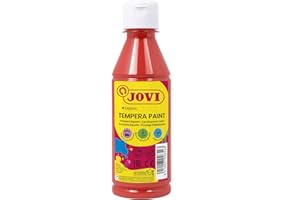 Jovi - Gouache liquide, bouteille de 250ml, Couleur Vermillon, Peinture à base d'ingrédients naturels, Facile à nettoyer, Sans gluten, Idéal pour l'école (50207)