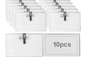 GÉNÉRIQUE Porte Badge 10pcs étiquettes nominatives transparentes de 90 x 56 mm avec clip et épingle, Porte-Carte d'Identité Transparent Résistant à l’Eau Pour Badge Infirmiere Ecoles Entreprises