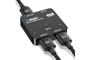 OREI 8K 2x1 HDMI Switch 4K @ 120hz, Auto HDMI Selector 48Gbps High Resolution Switch Between 2 Inputs Prefect for Gaming, PS5, Xbox, HDR10, Dolby Vision