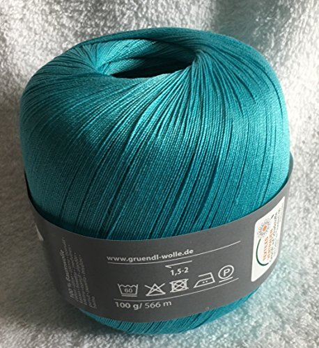 Häkelgarn 100 Gründl Wolle Baumwolle 100 g Farbe 139 – Türkis - 3