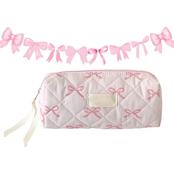 Estuche Para Lápices Con Lazo Y Cremallera - Multiusos Para Escuela, Maquillaje O Viajes - 19.5x7x9cm