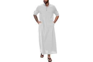 YAOHUOLE Djellaba Homme Musulman Caftan Homme Coton Grande Taille Homme Kaftan Thobe