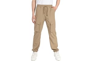 CAMLAKEE Pantalon de Jogging Cargo pour Garçon Pantalons de Jogging iImperméable Décontracté avec Cordon de Serrage