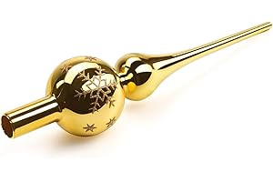 DIFERTES Weihnachtsbaumspitze aus Glas, Christbaumspitze Gold, 26cm Baumspitze Weihnachten, Tannenbaum Spitze, Weihnachtsbaum Krone - Leicht und Dennoch Robust, Glänzend und Elegant (Gold)