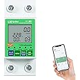 DEWIN Smart Meter, Wifi Smart Energy Meter Electric Meter Timer Switch Circuit Breaker with Over-Voltage and Under-Voltage Protection 2P 63A AC 80-300V