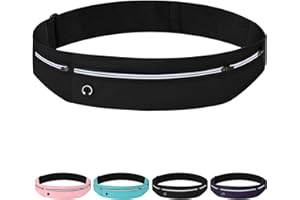 Mayoii Invisible Running Belt for Women and Men with Adjustable Velcro Lightweight Money Belt Bum Bag, Multi-Pocket Running Belt for Phone (Black, Medium)