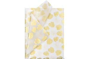RUSPEPA Carta Velina Per Confezioni Regalo - Carta Metallizzata Oro Monstera Con Stampa In Massa Per Carta Regalo Per Confezioni Regalo, Artigianato D'Arte,Buste Da Imballaggio - 50X70 cm - 25 Fogli