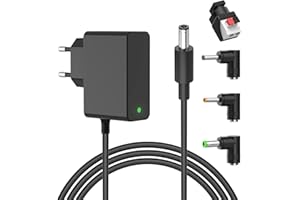 Newding DC in Netzteil 12V 2A Kompatibel mit Stecker 5.5x2.1mm 5.5x2.5mm 4.0x1.7mm 3.5x1.35mm Ladegerät Ladekabel Universal für LED-Streifen CCTV Kamera WLAN-Router Laptops Steckernetzteil Adapter 24W