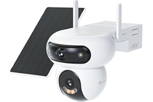 EZVIZ 8MP(4MP+4MP) Camera Surveillance WiFi Exterieure sans Fil à Double Objectif Motorisé, Camera Exterieur Solaire, Mode Always-on, Détection de Personne/Véhicule, HB90 Dual+8W Panneau Solaire