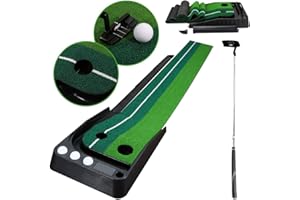 ‎SWANEW SWANEW Puttingmatte Mit Auto Ball Return Funktion, Putter, 3 Bälle, Indoor Outdoor Übungsmatte für Büro - Golf Putting Trainer