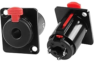 XMSJSIY 6,35 mm TS/TRS żeński żeński 6,35 mm złącze adaptera audio stereo jack 6,35 mm, montaż na panelu w stylu blokowania serii D, rozmiar mikrofonu, głośnika, wzmacniacza,