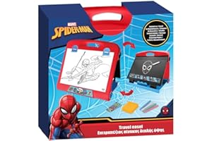 DIAKAKIS Spiderman 2-in-1 Double-Sided Tabletop Easel | Whiteboard & Chalkboard Art Set for Kids | Drawing, Writing & Learning Board | Portable, Foldable & Easy to Store | Creative Toy Gift for Boys 3+
