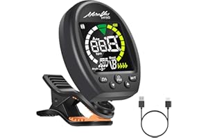 Moreyes 3 en 1 Accordeur de Guitare, Metronome et Générateur de Tonalités, Accordeur Guitare Rechargeable à Clip Avec Ecran en Couleurs pour Guitare Acoustique, Guitare Electrique, Ukulélé, Métronome
