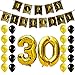 Produktbild KUNGYO 30. Geburtstag Deko Set – Schwarz Gold Geburtstag Party Dekorationen Zubehör zum Frauen Männer, Happy Birthday Girlande Banner, Zahl 30 Helium Folienballon, Latex Luftballons, Bänder, 1920er Jahre Jahrgang Der große Gatsby Geburtstag Party