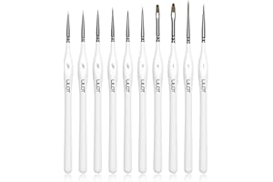 WLOT Pinceaux Peinture Aquarell,10pcs Pinceau pour Toile Peinture, Maquette,Peinture Acrylique,Citadel,Warhammer 40k,Games Workshop. Blanc