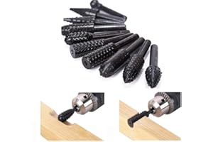 ACCOCO Madera escofina escofina Juego Limas 10 piezas madera broca Fresa Set， 6,3mm(1/4" Inch) Broca para Dremel/Accesorios para Herramientas Rotatorias/Bricolaje, Carpintería, Herramientas de Grabado