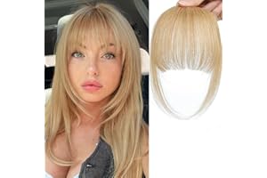 XFSRG Flequillos Postizos Clip Mujer Cabello Humano Real Extensiones de Pelo Natural para Estilo Moderno y Versátil (Gris Dorado)