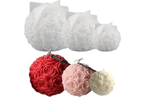 Junhui 3 Pezzi Stampi Candela Stampi in Silicone, Rose Stampi Candela, 3D Forma di Fiori Stampi per Candele in Silicone per Realizzare Candele, Saponi