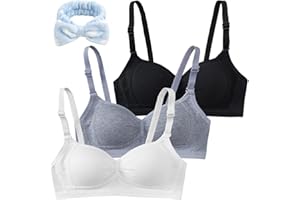 SUNVIVID Reggiseni per Ragazze Adolescenti in Cotone Traspirante Senza Ferretto Sportivo Reggiseno+Bikini per Bambine 12-18 Anni Bambini e Donna - 3/6 Pezzi