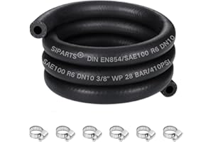 SIPARTS 1 Meter Benzinschlauch 10mm Innendurchmesser Kraftstoffschlauch mit 6 Stücke Schlauchschellen Kraftstoffleitung für Rasenmäher, Auto, Traktor, Kleine Motoren