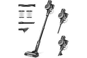 Lubluelu Aspirapolvere Senza Fili Potente 27KPa Scopa Elettrica Senza Fili 50 Minuti/3 Modalità Aspirapolvere Senza Sacco Leggera in Piedi da Solo per Pavimenti/Tappeti/Peli Animali