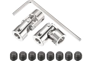 QUARKZMAN 2 Stück 6mm bis 8mm ID Gelenk Wellenkupplung Motoranschluss Universal Lenkwellen L35XD14 Metall 45° Drehbare Gelenke Kupplung mit Schrauben Schraubenschlüssel Set für RC Auto DIY
