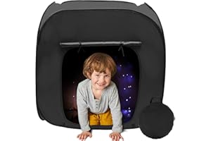 JOKAPY Tente Enfant Cabane Intérieur Exterieur, Tente Sensorielle Occultante Enfants Portable, 90cm Tente Occultante Enfant Pop Up avec Sac de Transport pour Aide avec Autisme, SPD, Anxiété(Noir)