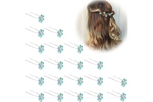 LJFEA 20 Stück Kristall Blume Strass Haarspangen U-Form Pflaume Blüte Pin Hochzeit Damen Haar Zubehör Haarspangen (See Blau)