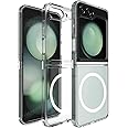 RIGGEAR Shockproof Clear Hybrid Armor Back Cover Case Compatible with MagSafe Accessories for Samsung Galaxy Z Flip 6 (Transparent PC with TPU Bumper)