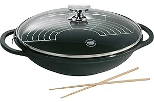 Berndes 031139 Vario Click Induction Wok en fonte d'aluminium avec couvercle en verre et accessoires 32 cm, 5,5 L