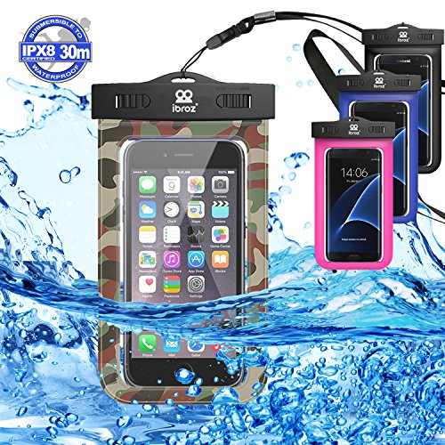 iBroz® Housse Pochette Etanche jusqu'à 30 mètres, Plongée, Piscine, Bateau pour iPhone 6, 6Plus, 7, 7Plus Samsung Galxy S6, S7, Note (Jusqu'à 5.7") Army