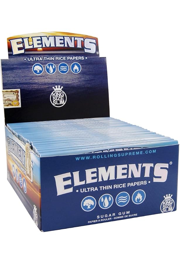Elements King Size Papers - 10 Heftchen, Ultra Dünne Reisblättchen, 110 X 55 Mm