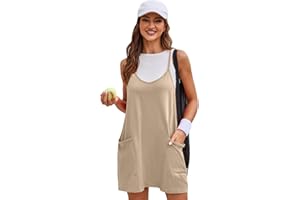SotRong Sommerkleider mit Trägern, für Damen, UK-Minikleid, ärmellos, V-Ausschnitt, Baumwolle, Golf, athletisch, Training, Tennis, Kleid mit Cami und separaten Shorts