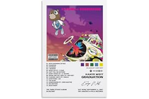 Eiebate Kanye Graduation West Music Poster per stanza, decorazione artistica da parete per camera da letto, 30 x 45 cm