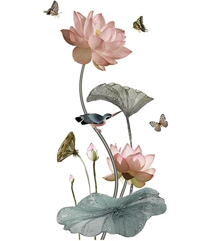 Decvictor Stickers Muraux Fleur Sauvage Rétro - 15 Feuilles Autocollants Floraux DIY