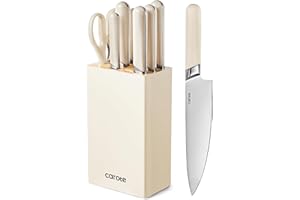 CAROTE Cuchillos Cocina Profesional 8 Piezas, Juego de Bloques Cuchillos de Cocina, Set de Cuchillos de Cocina con Acero Inoxidable, Afilado, Apto para lavavajillas
