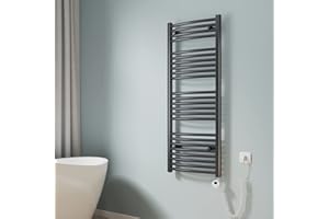 EMKE Radiador Toallero Eléctrico para Baño,120 x 50 cm, Secatoallas eléctrico con termostato, 500 vatios (Antracita)