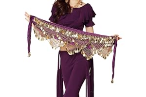 Leemiman Women Triangle Belly Dance Hip Belt with Gold Coins Dance Costume Wrap Skirts