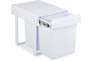 Relaxdays Infällbar papperskorg, 2 fack, 2 x 20 l, HxBxD: 41,3 x 34 x 51,8 cm, utdragbar, sopsystem underskåp
