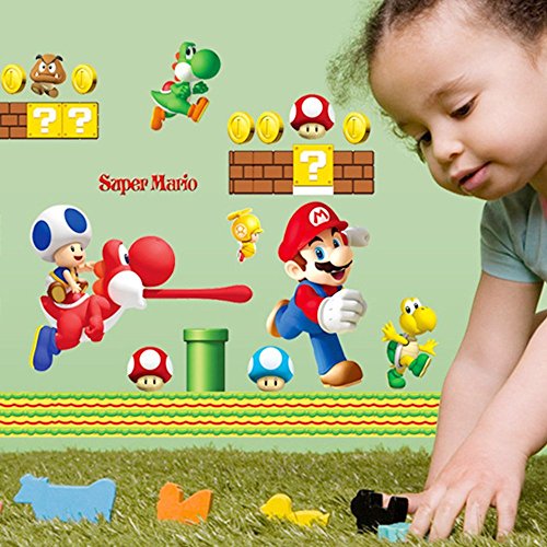 Addfun®Herausnehmbar Mauer Aufkleber Karikatur Super Mario - 2