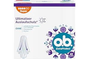 o.b. Tampones extra Protect Super para días fuertes con tecnología Dynamic Fit y alas de protección extra para la máxima protección contra fugas. (1 x 42 unidades)