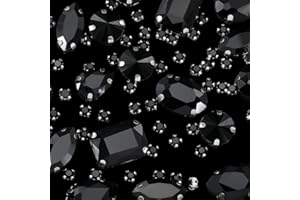 SOFPLATE 156 pz 7 stili di Strass Da Cucire In Vetro Nero con Griffe Cristlega Jet Artiglio Piatto Sfaccettato Piccolo Rettangolo Rotondo A Goccia Gemme Accessori per Abbigliamento Tessuto Scarpe Gioi