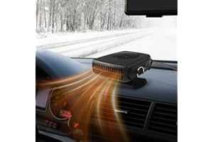 Fivtsme Calentador de Coche,Calentador de Coche Portátil,Coche Calentador de Parabrisas 2 en 1,Calefactor Coche Portátil,Descongelantes de Parabrisas para Coche 2 en 1 con Rotación de 360°,Negro