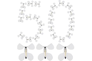 Auidy_6TXD 50 Pcs Flying Butterfly Toy, White flying butterflies Magic Wind Up Flying Butterfly DIY Butterfly Wings Painted Cards Surprise Gift for Wedding Birthday party Anniversary Christmas (White)