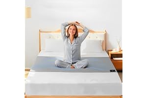 ‎HUNAIGEE HUNAIGEE Erdungs-Bettlaken Erdungsbettlaken 100x200cm Leitfähig Erdungsmatte für Besseren Schlaf Grounding Sheet Silberfaser Bio-Baumwolle Grau