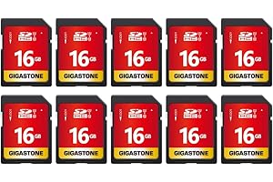 GIGASTONE 16GB 10er-Pack SDHC Speicherkarte, bis zu 80 MB/s, für Digitalkameras Canon Olympus Fotos Videos Musik, UHS-I U1 Klasse 10 SD Karte