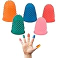 TSKDKIT 5 Size Rubber Thimbles Rubber Finger Tips Reusable Finger Protector Thumb Cover Rubber Finger Pads for Sorting Task, Money Counting, Writing etc